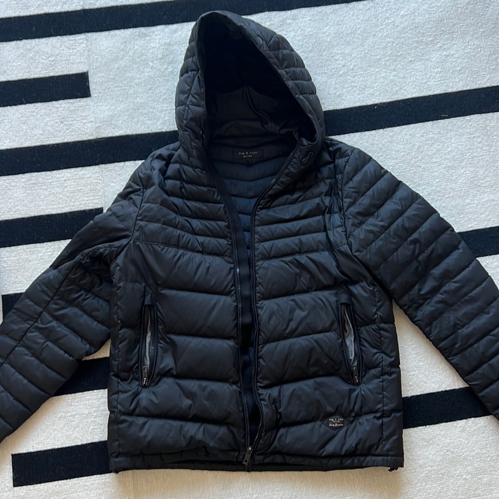 Men's Meriwether Quilted Down Hooded Puffer, Water Repellent, lightly used